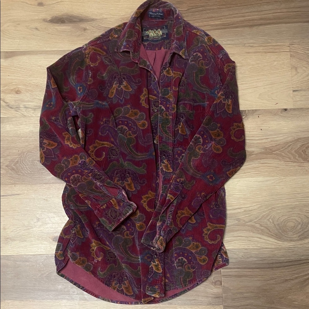 Ralph Lauren Men's Burgundy Paisley Button Down Shirt